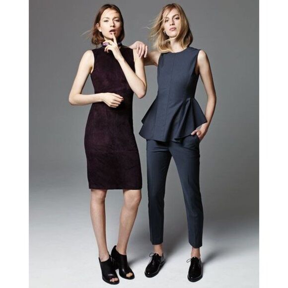 Theory Red Sleeveless Sheath Dress Mock Neck Midi - Picture 6 of 12